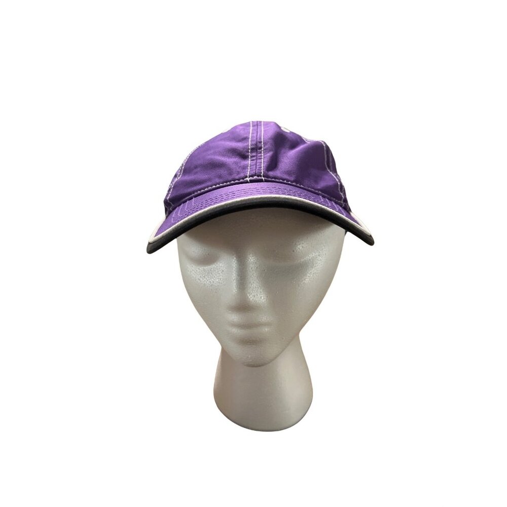 Infinity Headwear Purple Adjustable Baseball Cap With White Stitching & Black Tr